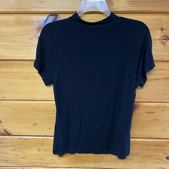 BEBE Crystal Rhinstone Logo Peek A Boo Front Black Crystal Top Mock Neck L - Picture 3 of 3